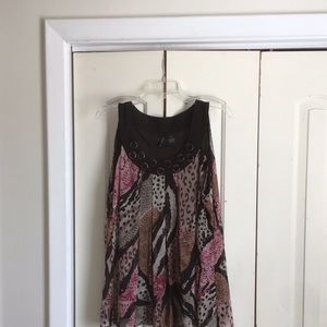 SHEER ANIMAL PRINT TUNIC TOP XL